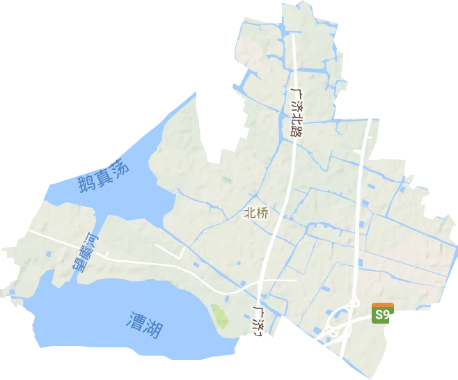 北桥街道地形地图
