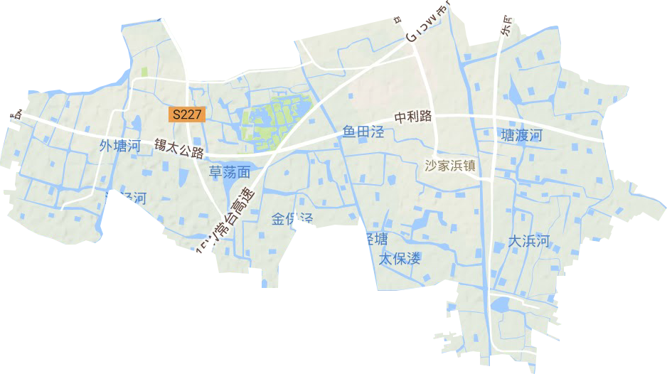 沙家浜镇地形地图