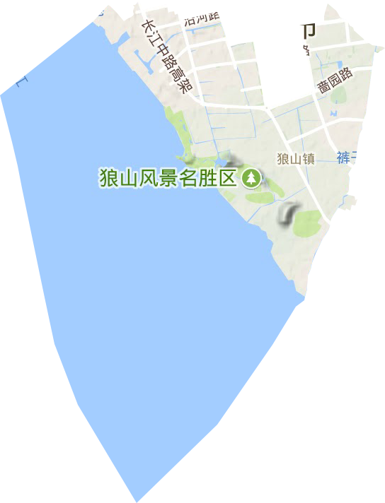 狼山镇街道地形地图