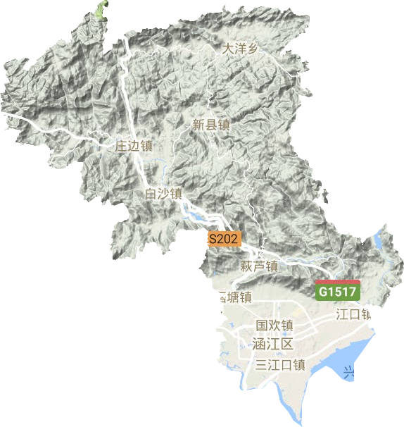 涵江区地形地图
