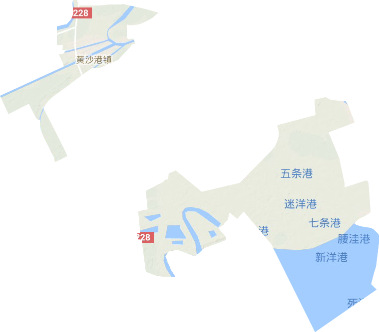 黄沙港镇地形地图