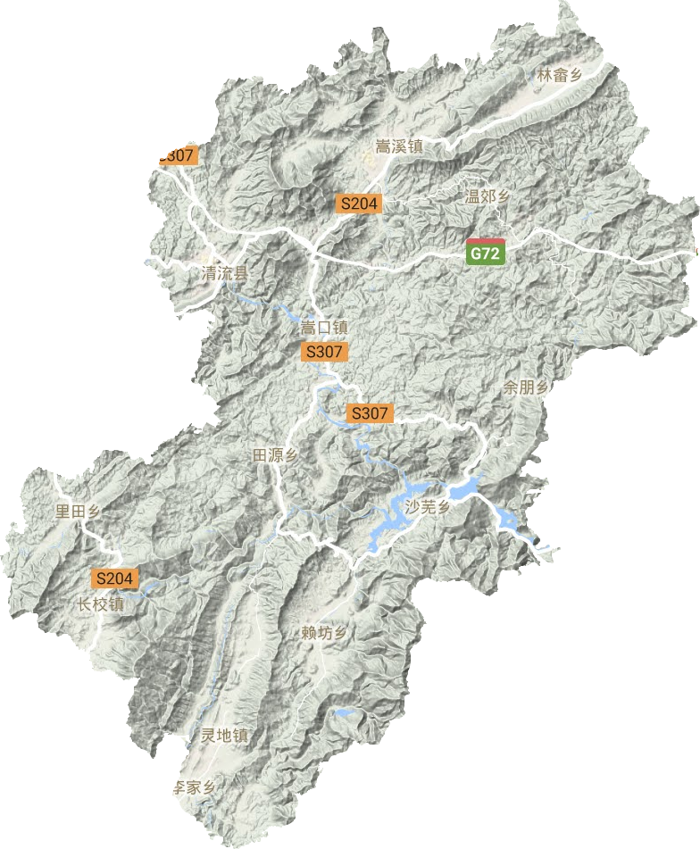 清流县地形地图