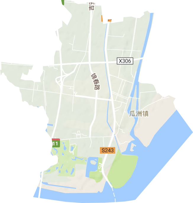 瓜洲镇地形地图