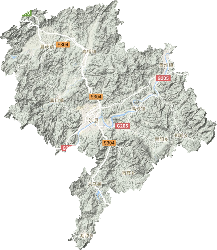 沙县区地形地图