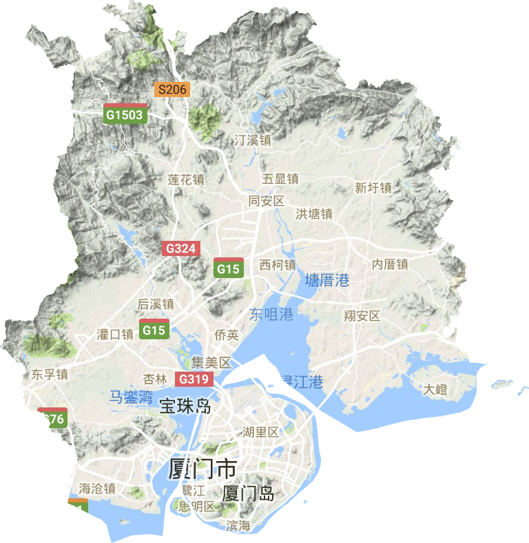 厦门市地形地图