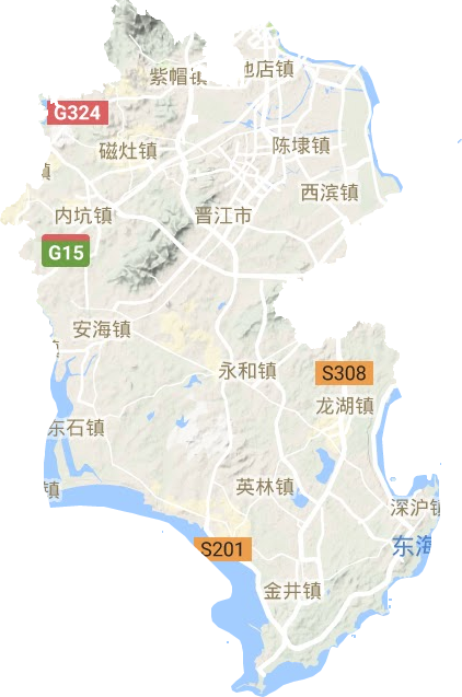 晋江市地形地图
