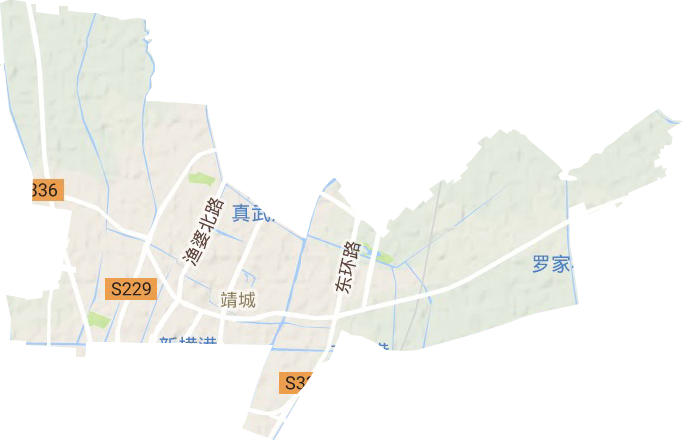 靖城街道地形地图