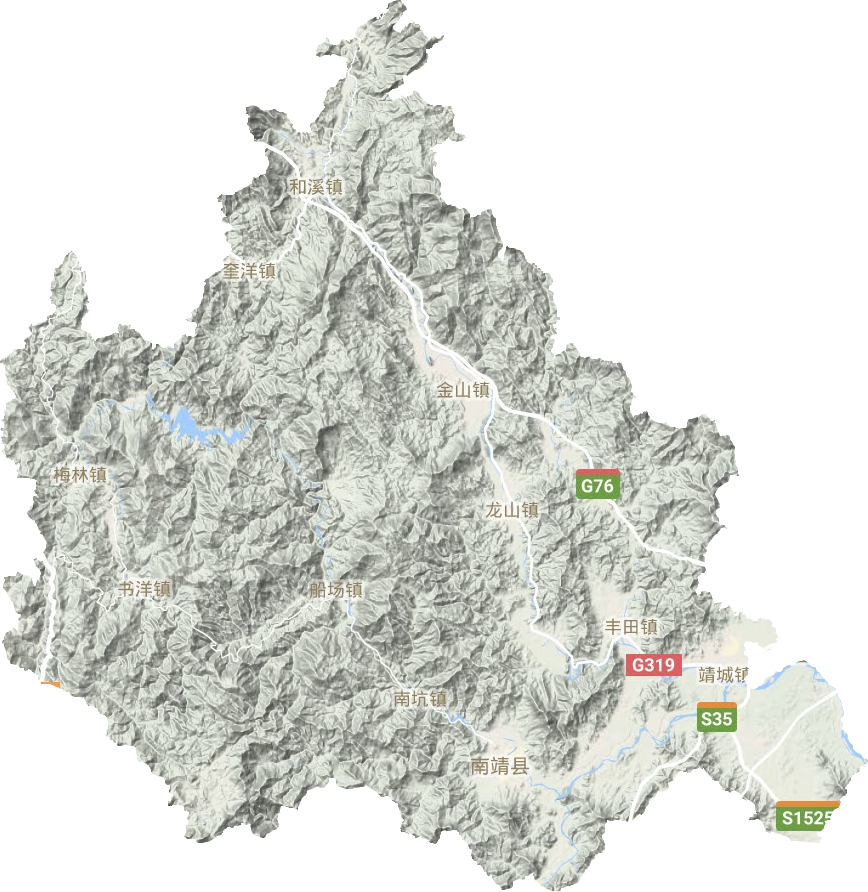 南靖县地形地图