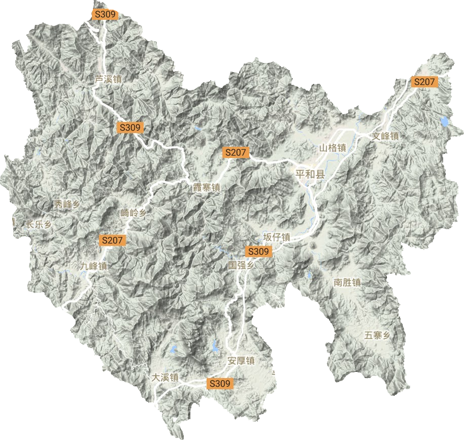 平和县地形地图