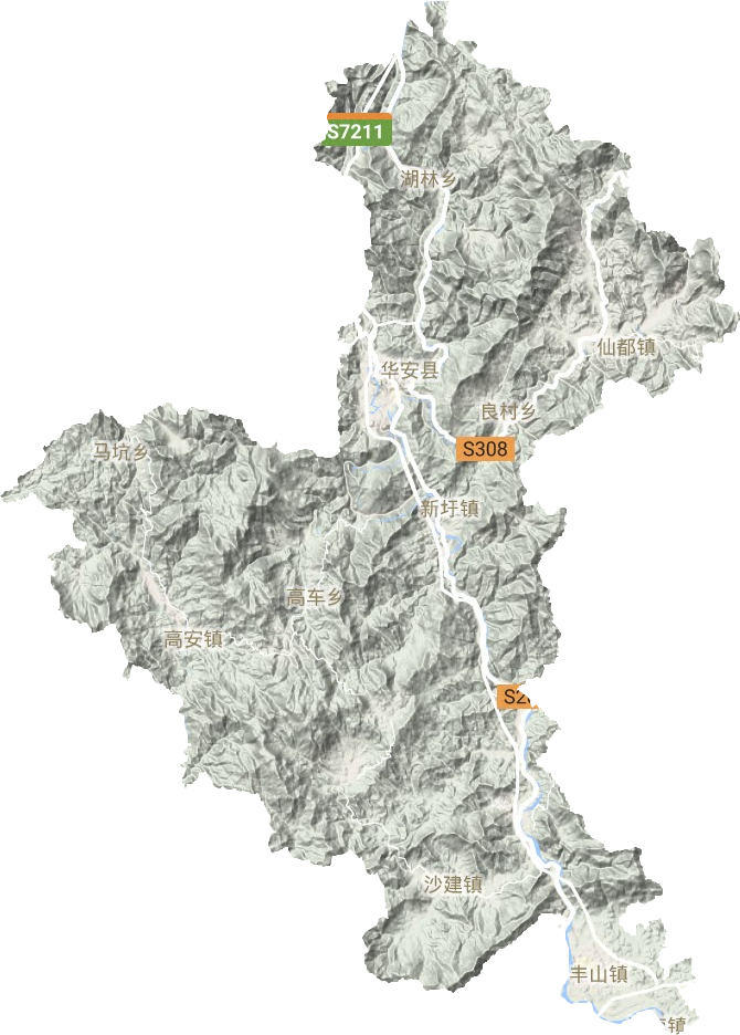 华安县地形地图