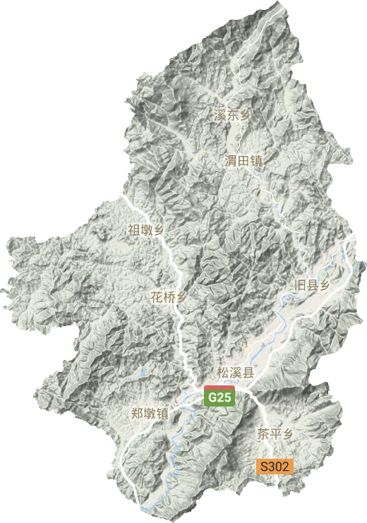 松溪县地形地图