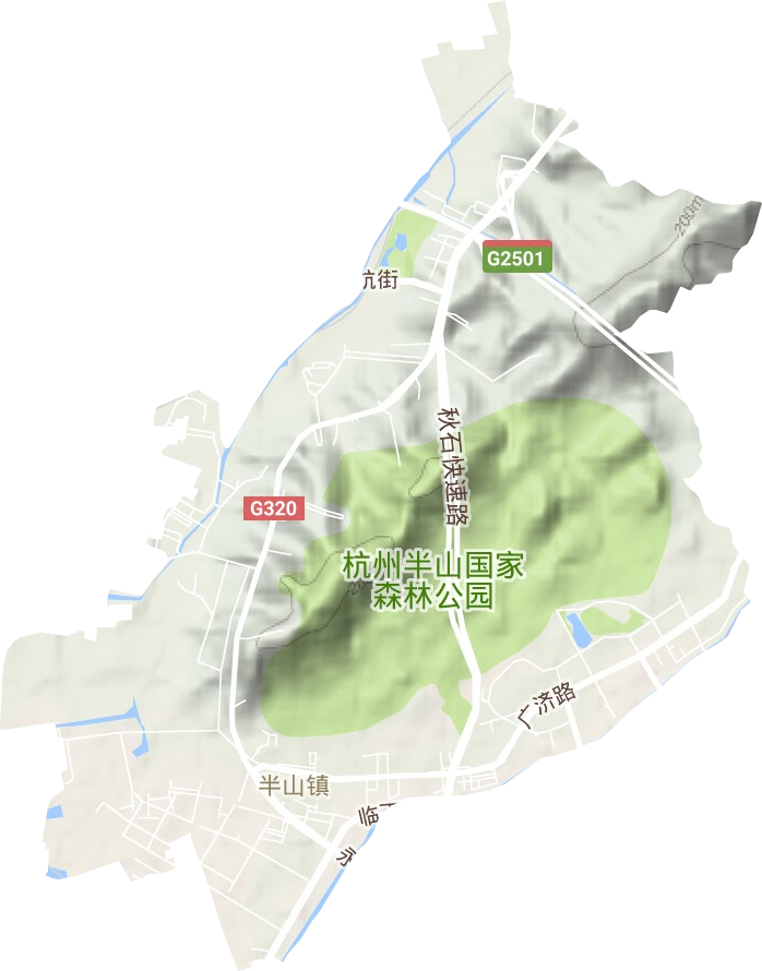半山街道地形地图