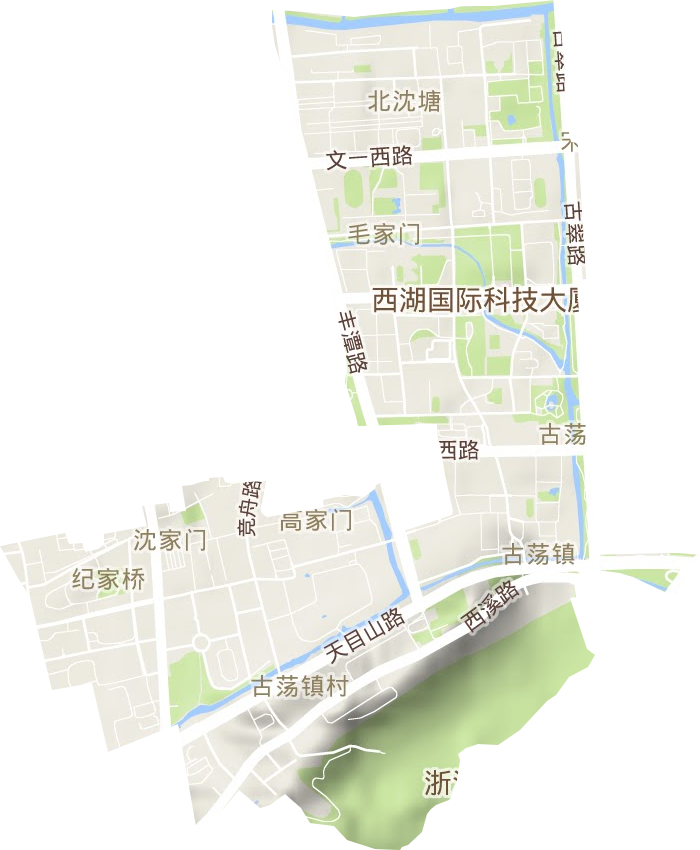 古荡街道地形地图