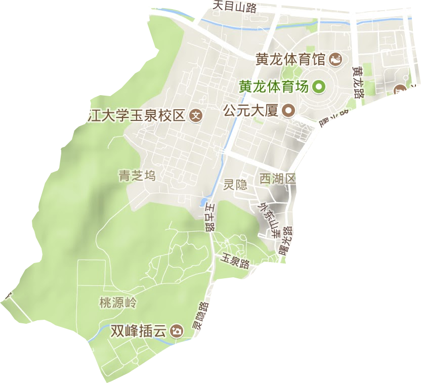 灵隐街道地形地图