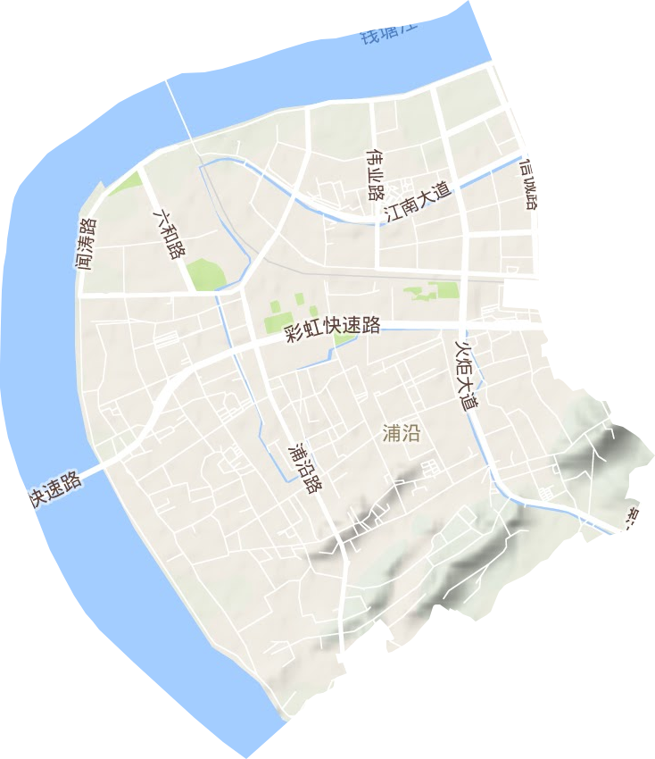 浦沿街道地形地图