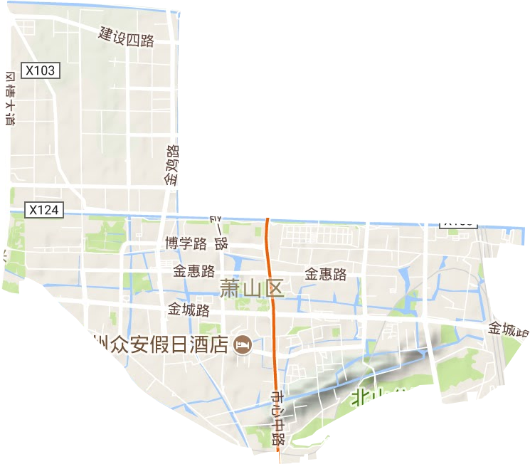 北干街道地形地图