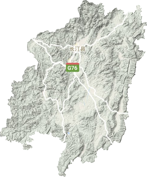 长汀县地形地图