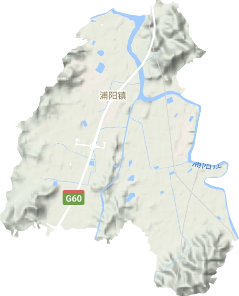 浦阳镇地形地图
