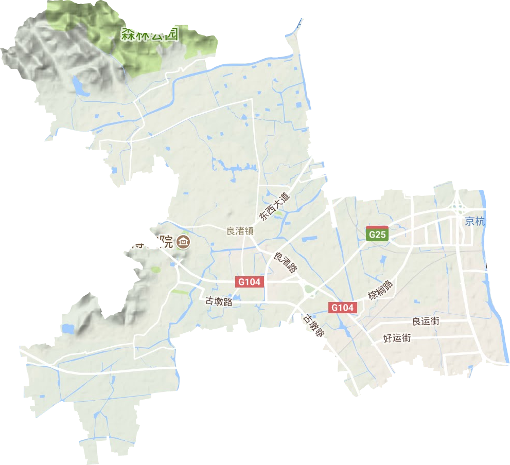 良渚街道地形地图
