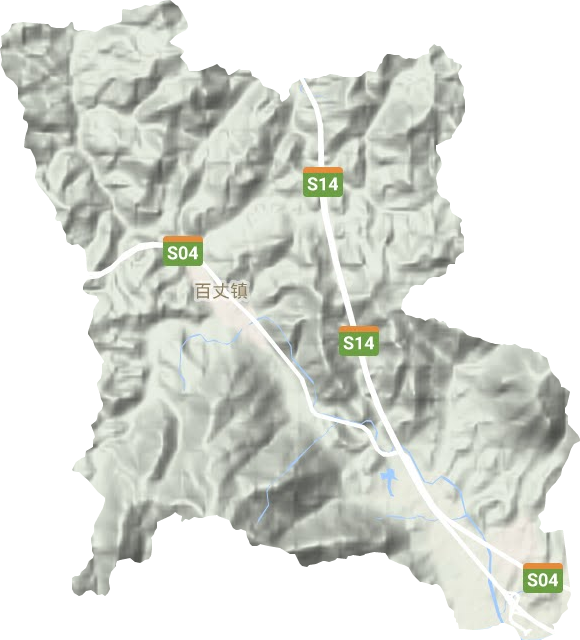 百丈镇地形地图