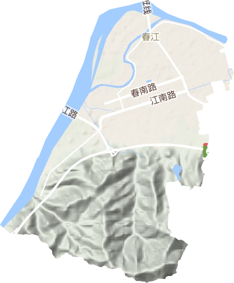 春江街道地形地图