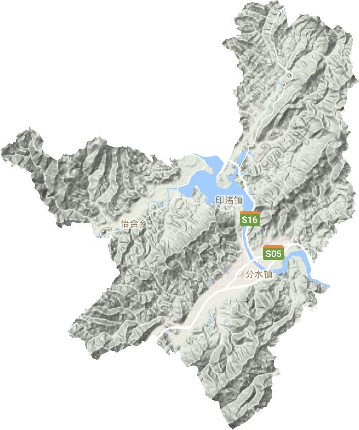 分水镇地形地图