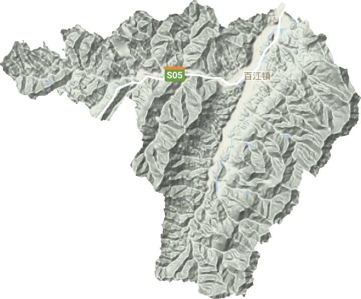 百江镇地形地图