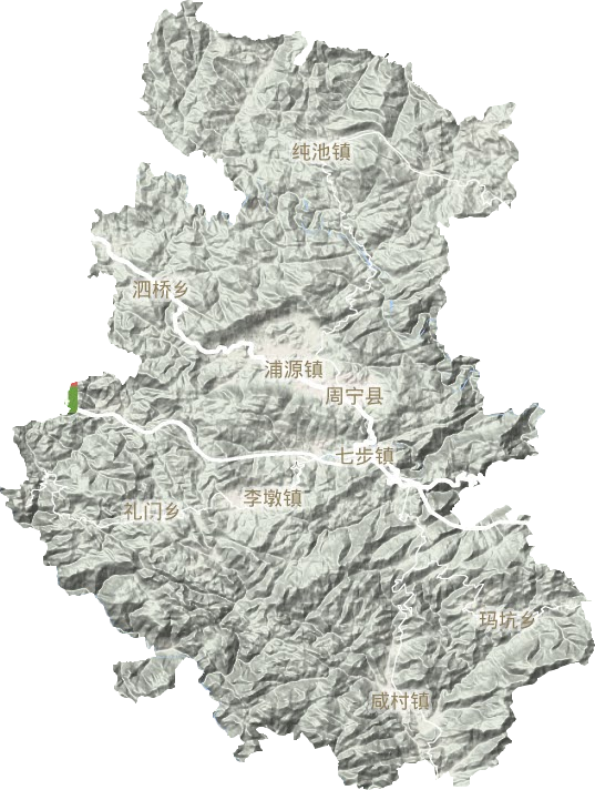周宁县地形地图