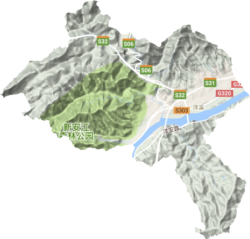 洋溪街道地形地图