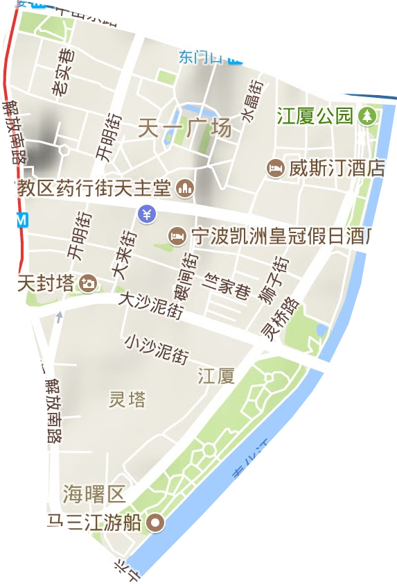 江厦街道地形地图