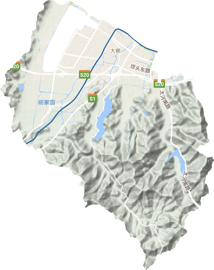 大碶街道地形地图