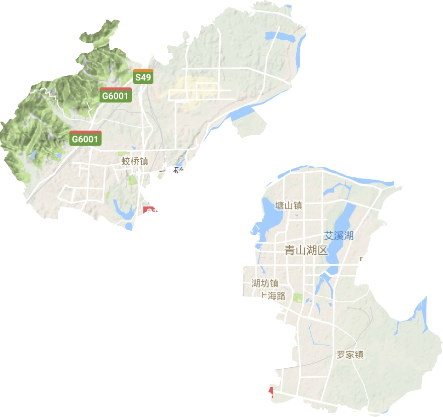 青山湖区地形地图