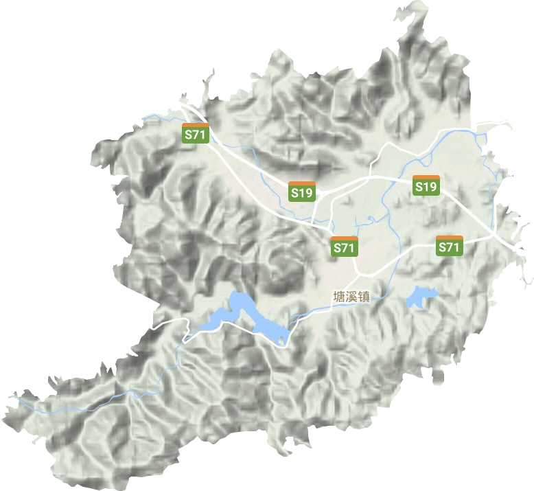 塘溪镇地形地图