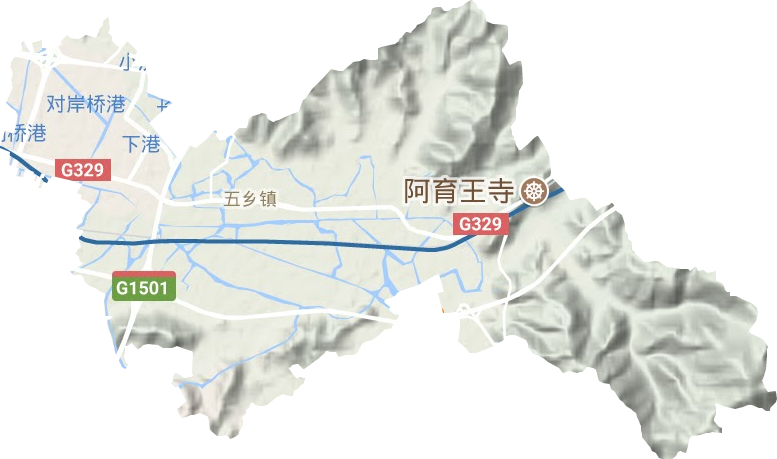 五乡镇地形地图