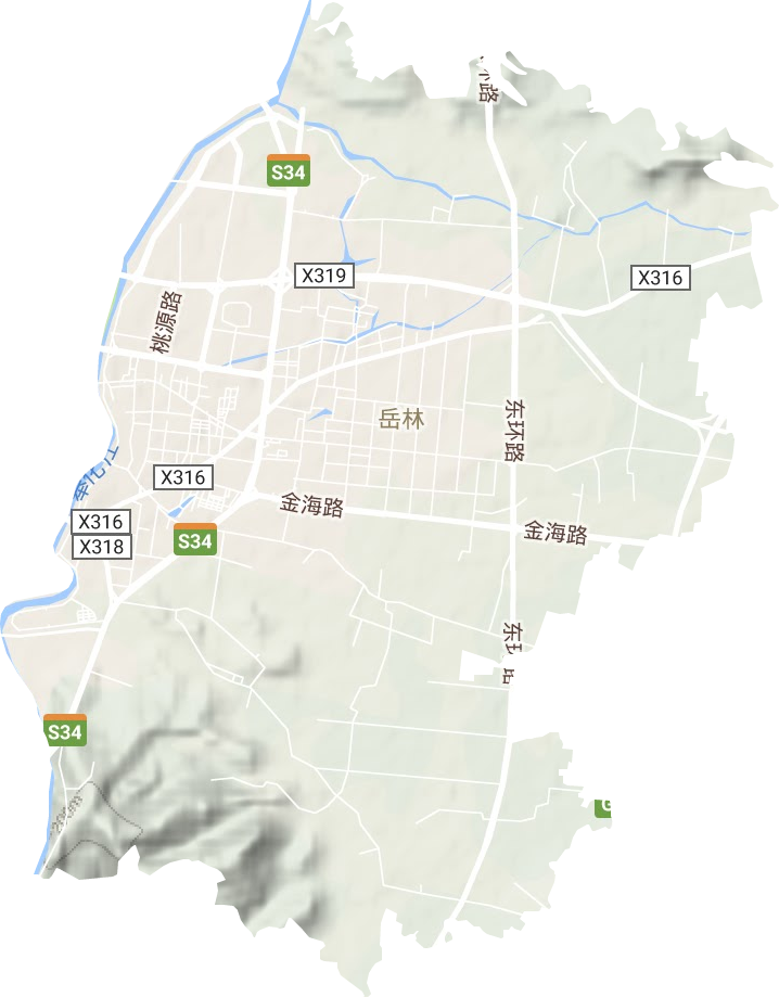 岳林街道地形地图