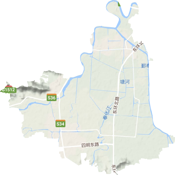 江口街道地形地图