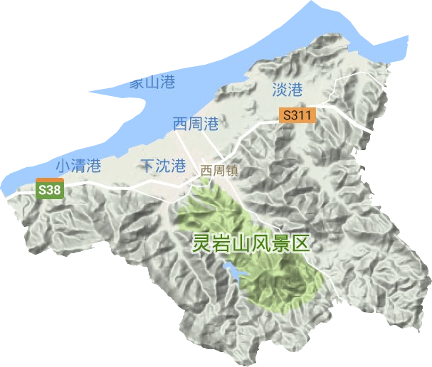 西周镇地形地图