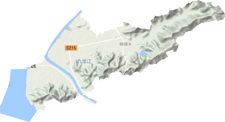 晓塘乡地形地图