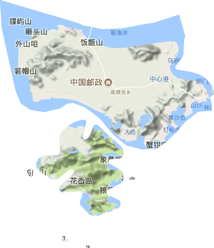 高塘岛乡地形地图