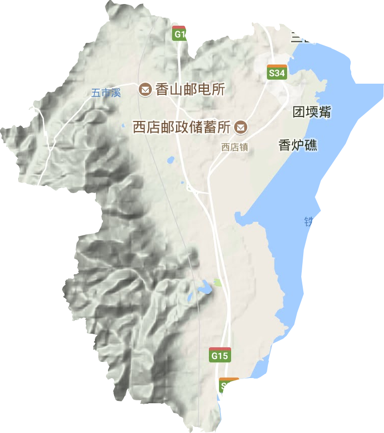 西店镇地形地图