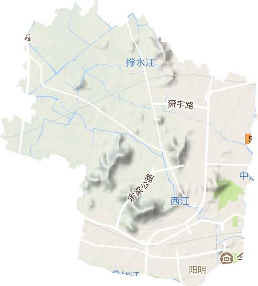 阳明街道地形地图