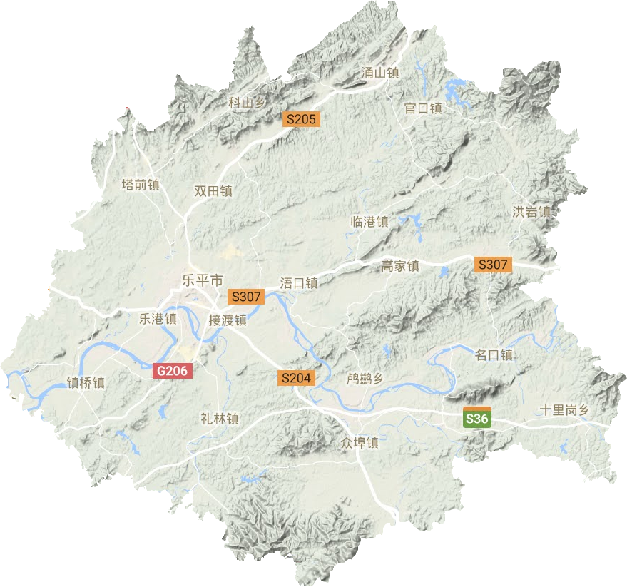 乐平市地形地图