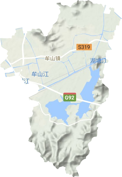 牟山镇地形地图