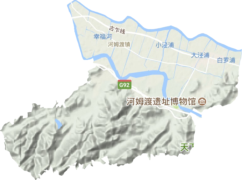 河姆渡镇地形地图