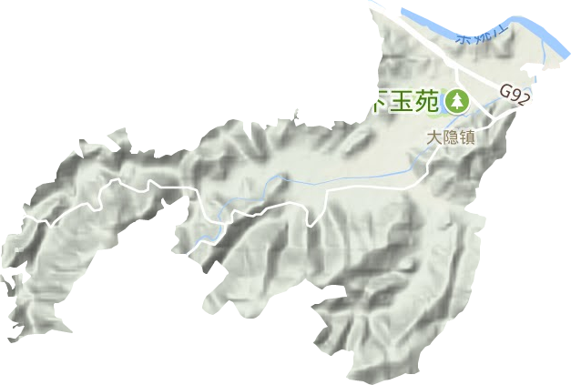 大隐镇地形地图