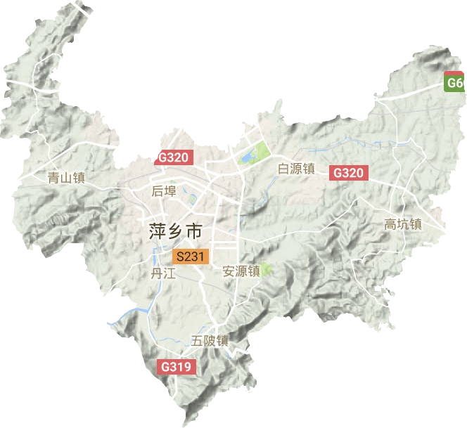 安源区地形地图