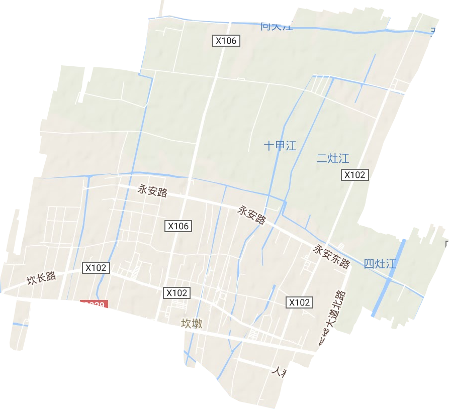 坎墩街道地形地图
