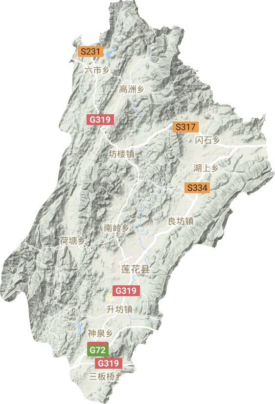 莲花县地形地图