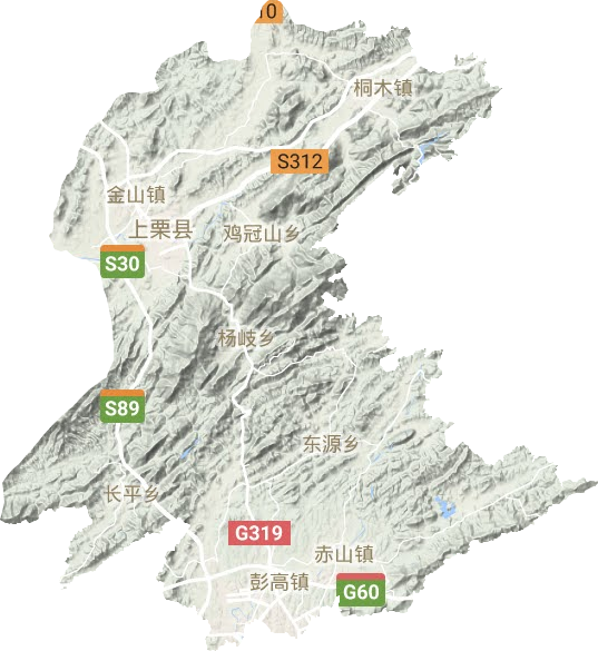 上栗县地形地图