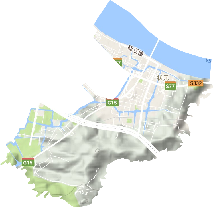 状元街道地形地图